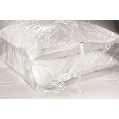 Blanket & Pillow Storage Bag, Large 23W x 23L x 8H, Vinyl Zipper, Clear